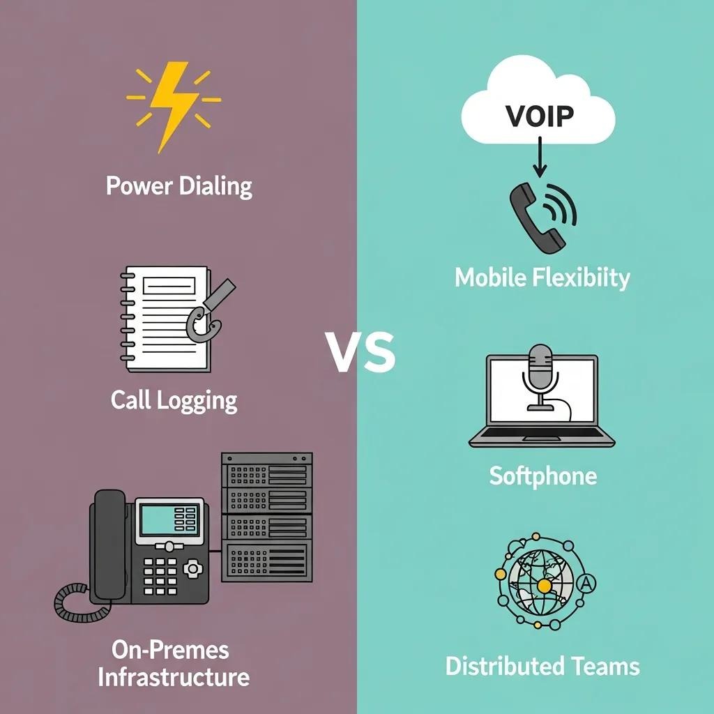 Visual comparison of phone systems highlighting key features relevant to Salesforce integration