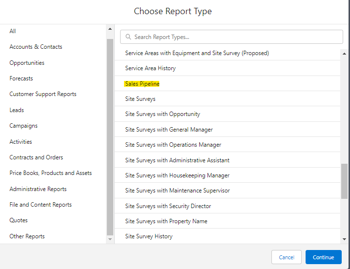 Choose report type