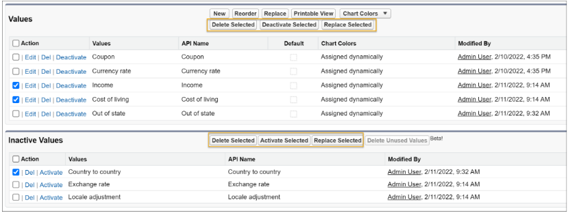 Picklist Value Management